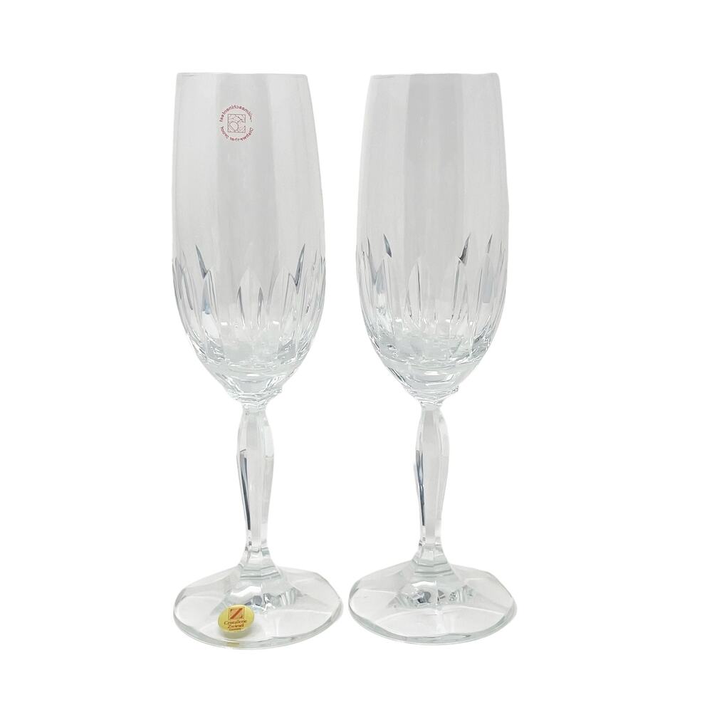 Cristallerie Zwiesel Germany Champagne Flutes Set of 2 Delicate Classic Wedding